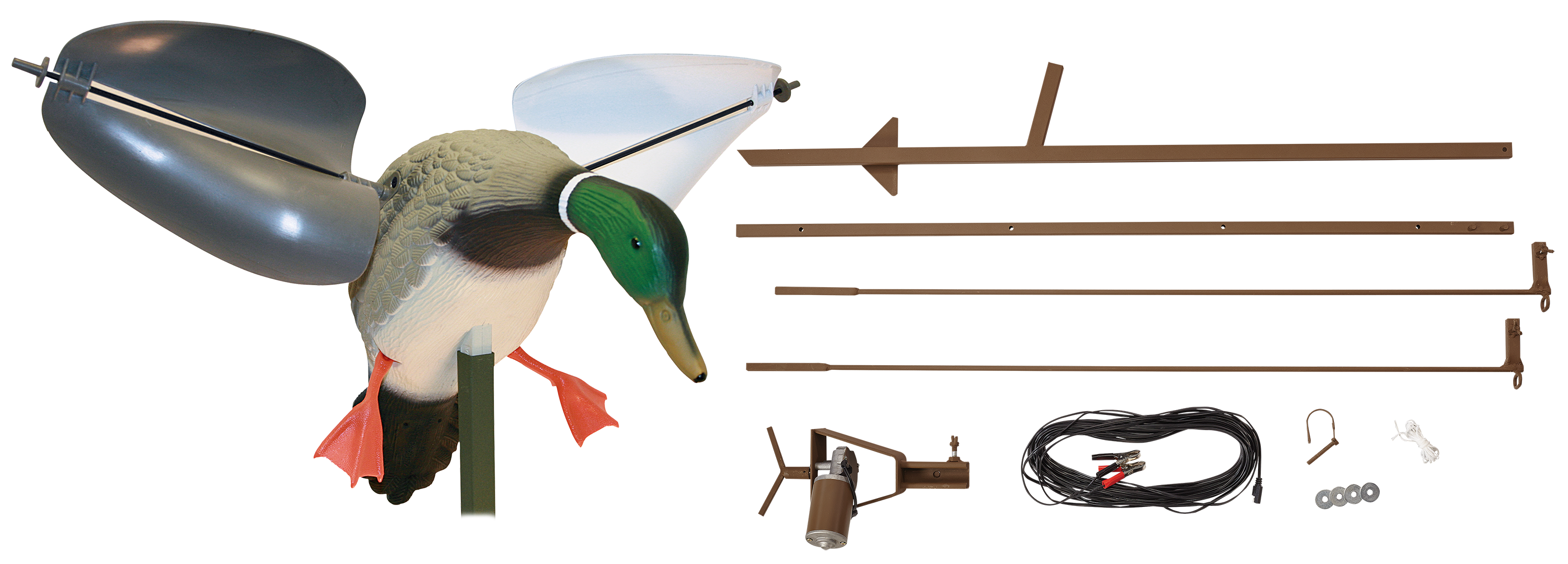 MOJO Outdoors Wind Duck Decoy and Cabela's Northern Flight Vortex Motion Duck Decoy Stand Combo